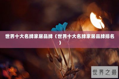 ​世界十大名牌家居品牌（世界十大名牌家居品牌排名）